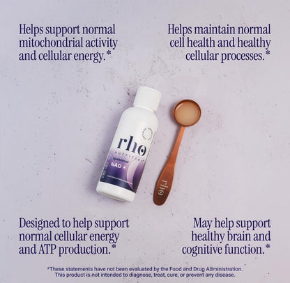 Rho Nutrition Liposomal NAD+ – Liquid Supplement Designed to Help Support Absorption – Active Form of NAD+ Helps Support Normal Cellular Health, Healthy Aging, Energy Metabolism and Overall Vitality